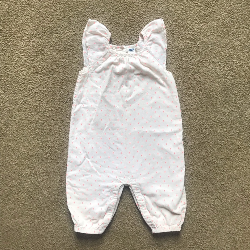 OLD NAVY | Cream Jumpsuit with Pink Embroidery